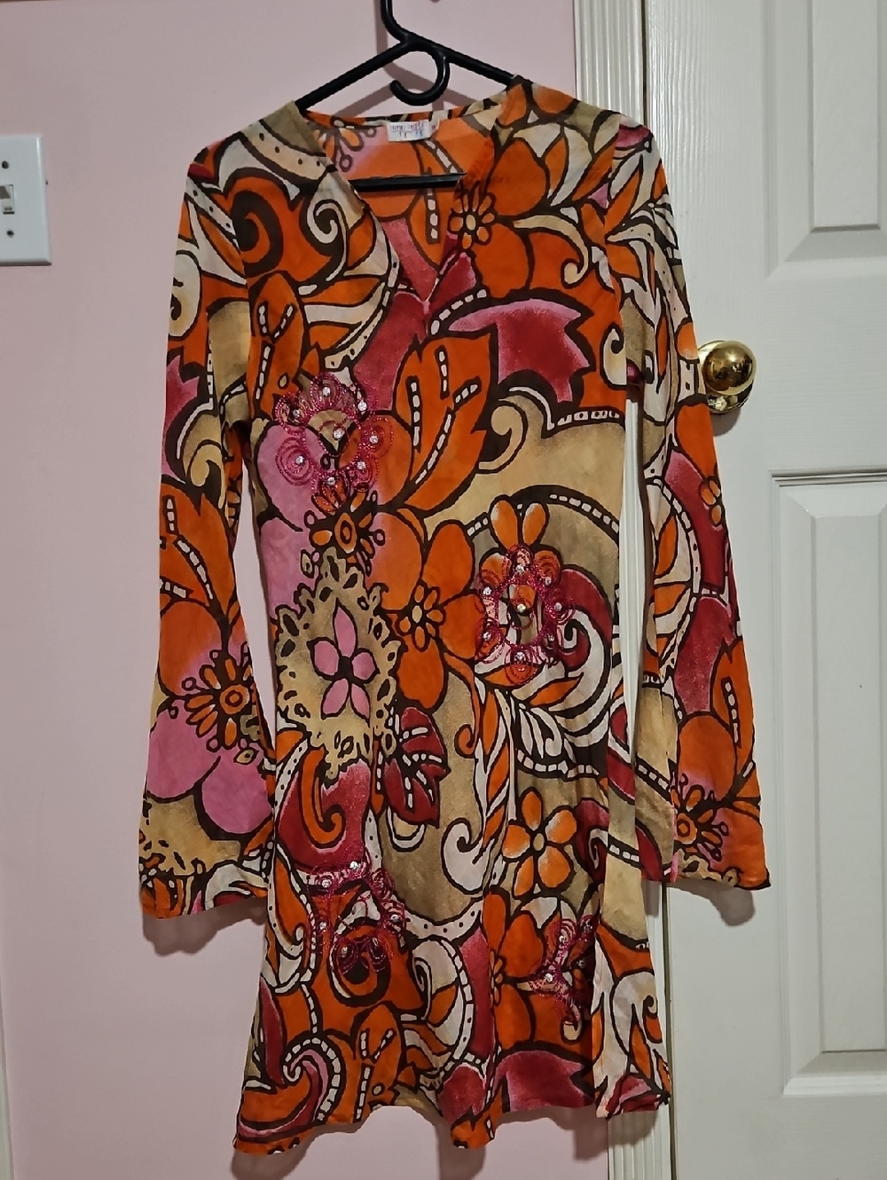 Funky People Orange & Brown Graphic Tunic
